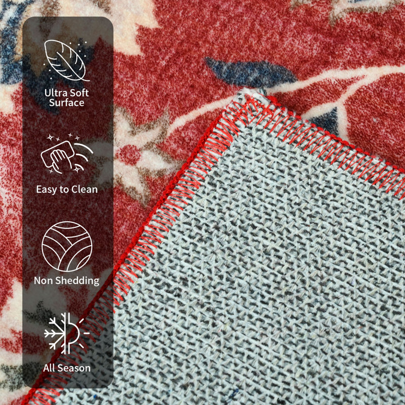 Tapis de salon à motif floral oriental Fillender, Rectangle 6 pi x 9 pi