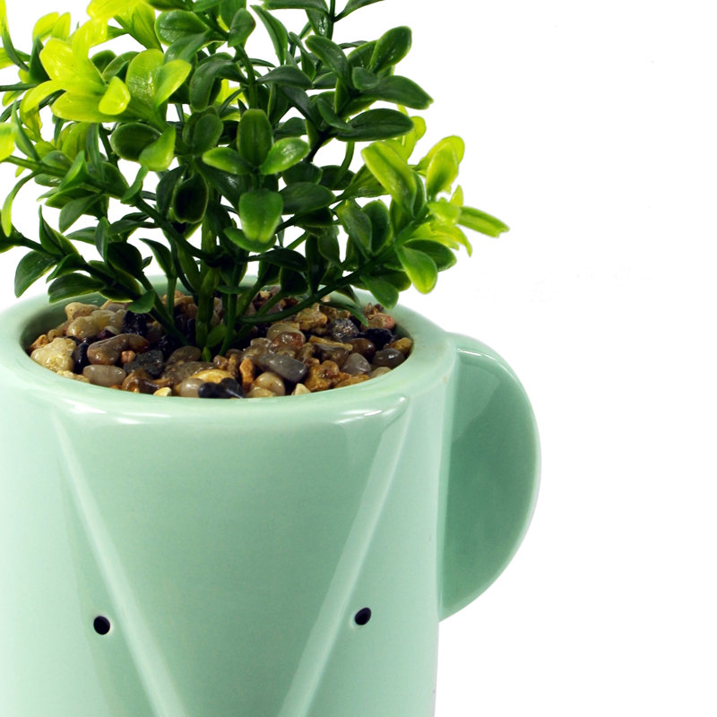 20 cm H Faux Ficus and Foliage Plant in Ceramic Pot