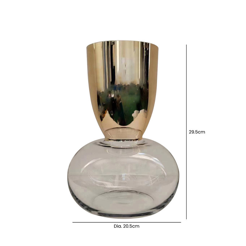 Coriddi Glass Table Vase, 29.5cm H  x 20.5cm W  x 20.5cm D, Gold