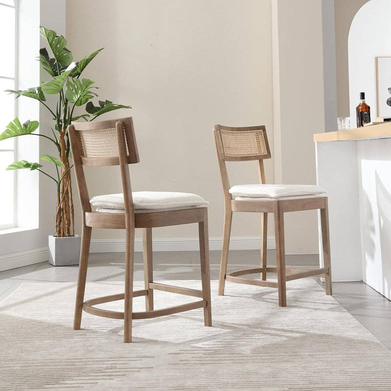 Ensemble de 2 tabourets de bar 26 po Sherpa, Beige
