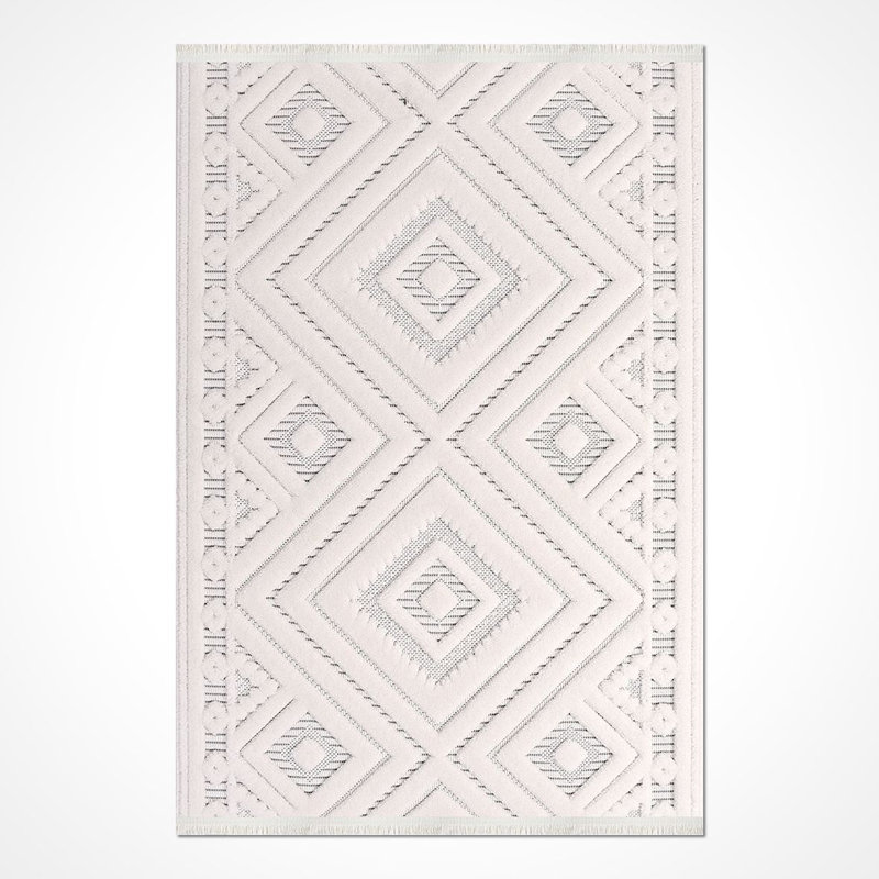 Tapis beige moderne lavable à la machine, Rectangle 5 pi 3 po x 7 pi 7 po