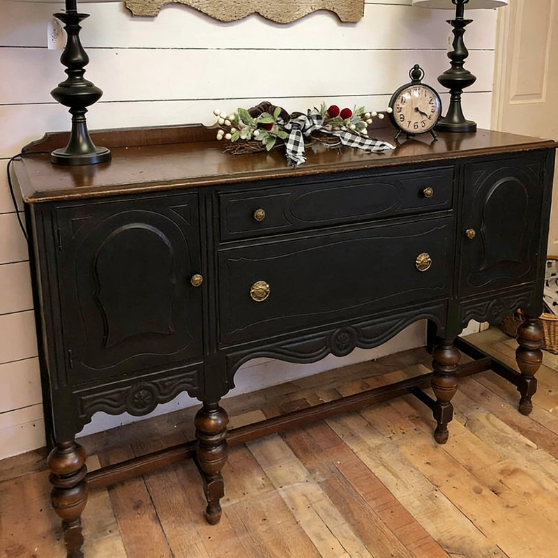 Black Retro Art-Style Sideboard