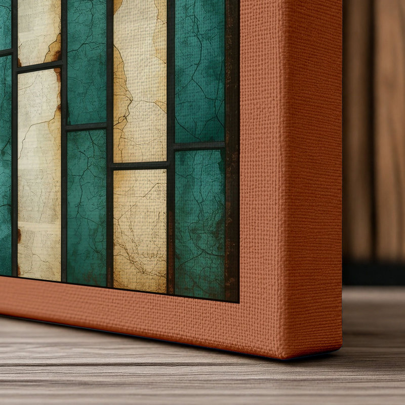 Weathered Stripes Industrial - Wrapped Canvas, 24x16 - 61.0 x 40.6 cm, Terracotta Border