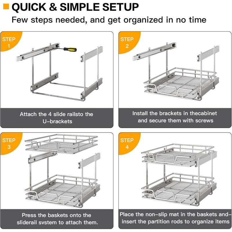 2-Tier Kitchen Cabinet,Pull Out Cabinet Organizer
