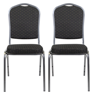 Chaises de banquet empilables avec dossier couronne - noir - ensemble de 2