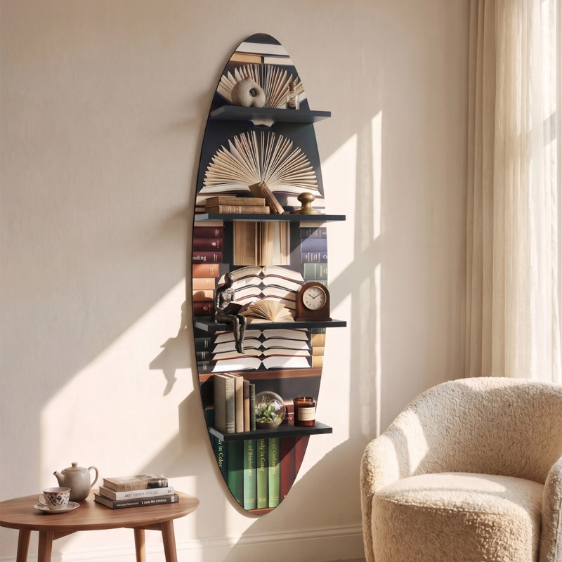 52''H Surfboard Wall Shelf with Printed Surface