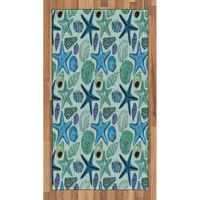 Tapis décoratif à longues fibres en polyester à haute densité Starfish, Rectangle 2 pi 7 po x 5 pi
