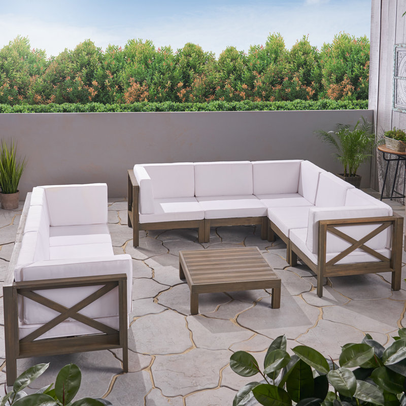 Ensemble de conversation modulaire 9 pièces Carlton, Structure grise / coussin blanc
