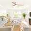 Ventilateur de plafond 52 po à 3 pales en bois massif à contrôle intelligent, APP / voix de soutien, bois jaune-604052267