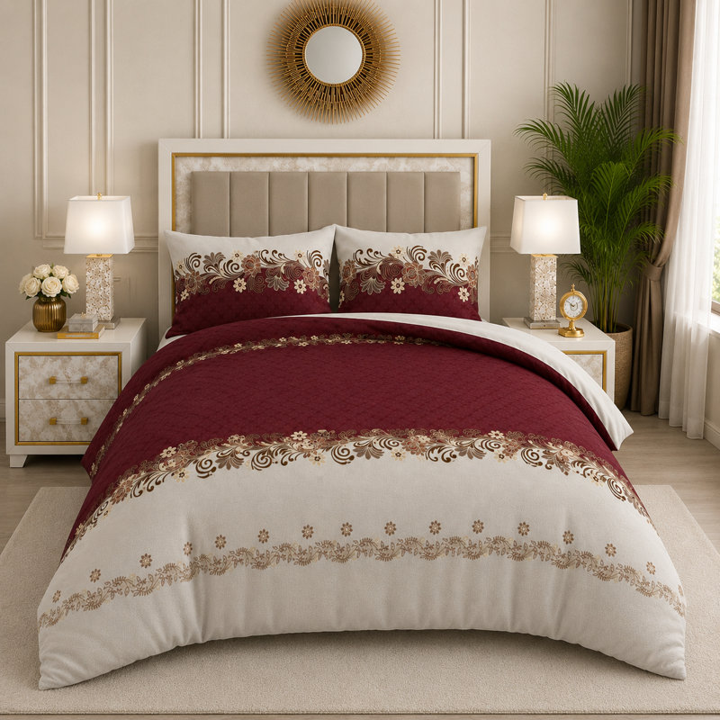 Microfiber Floral Duvet Cover Set, King Duvet Cover + 3 Additional Pieces