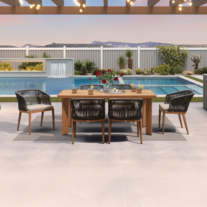 Monise 7 Pieces Patio Dining Set All-weather Outdoor Metal Furniture Set With Cushions Wicker Patio Dining Table And Chairs
