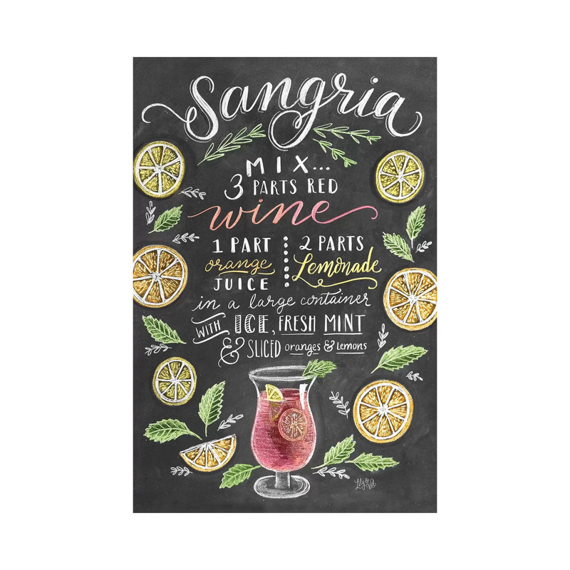 Sangria Recipe - Print on Canvas, Wrapped Canvas, 66.04cm H x 45.72cm W x 1.91cm D