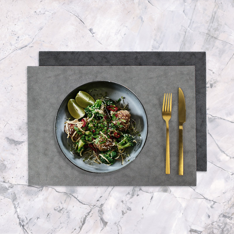 Momat Polyester Solid Colour Rectangle Placemat, Grey/Anthracite