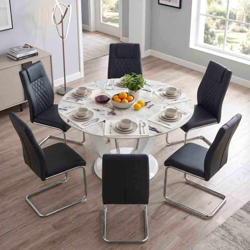 Ensemble de table de salle à manger 47,2 "pour 6 personnes, table de cuisine moderne et chaises, 7 pièces : table, 6 chaises