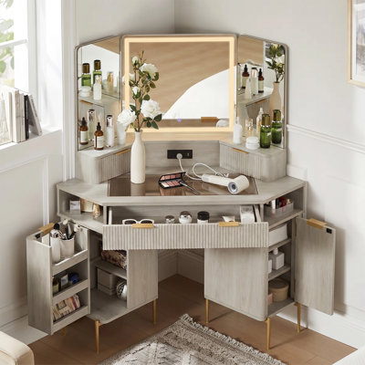 Meuble-lavabo de coin 48 po avec miroir à 3 DEL