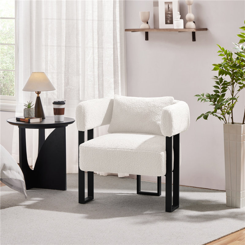 70.5cm Wide Upholstered Barrel Chair, White