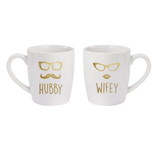 American Atelier 2 Piece Hubby/Wifey Coffee Mug Set