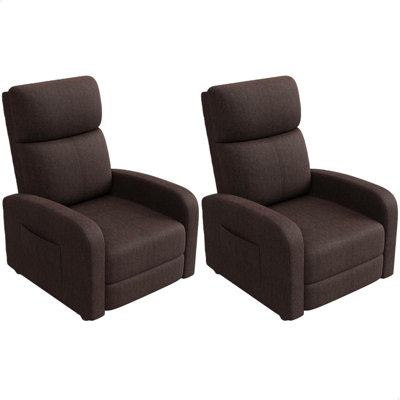Recliner Chairs Set of 2, PU Leather Lazy Recliner, Tall Back, Wide Arms, Side Pocket, Home Theater
