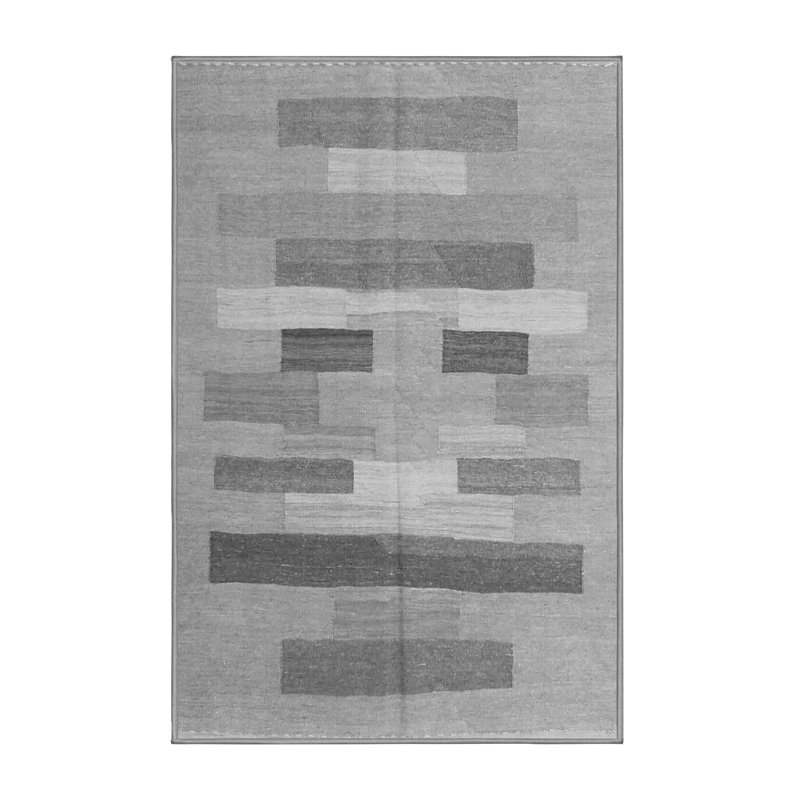 Tapis gris tissé à la machine Jetchko, Rectangle 8 pi x 10 pi