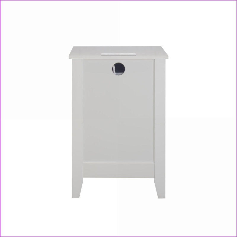 Set of 2 Modern White 3-Drawer Nightstands with Charging Station, Set of 2