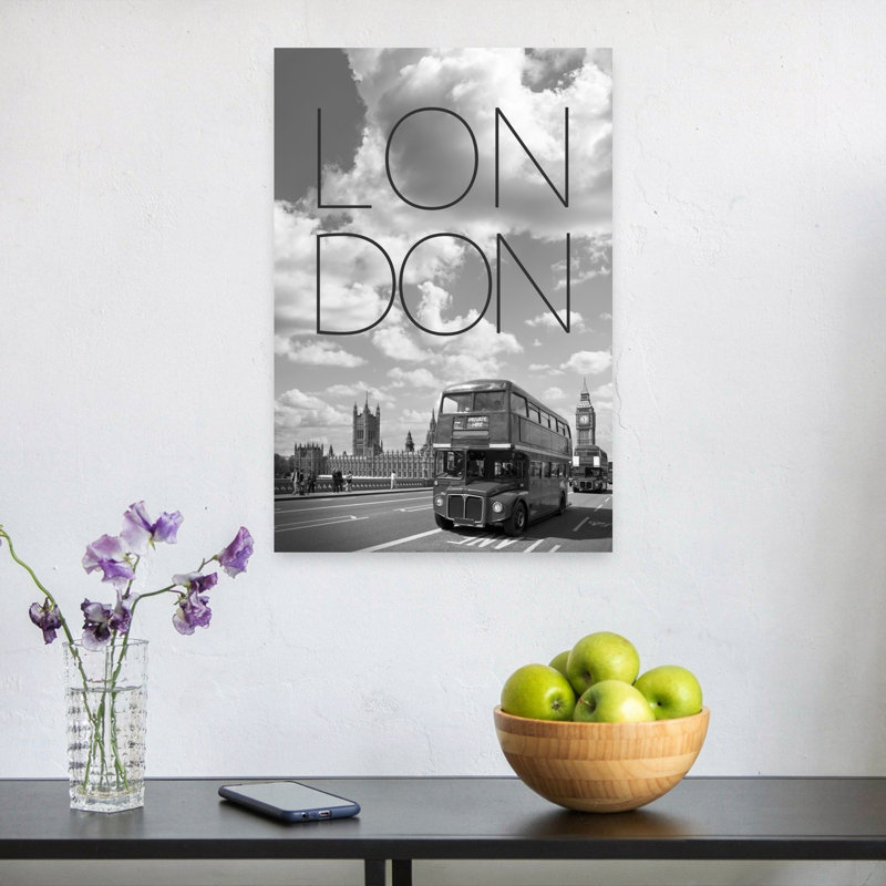 «London Bus Big Ben», art abstrait de la ville, architecture abstraite, H 24 po x l 16 po