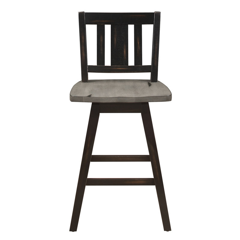 Chaise à hauteur de comptoir à lattes Killion (ensemble de 2), Black, H 42,5 po x l 18 po x P 18 po
