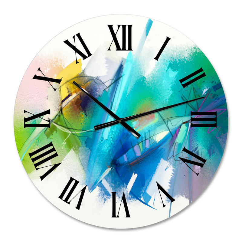 Danse abstraite de différentes nuances de bleu II - horloge murale moderne, Moyen