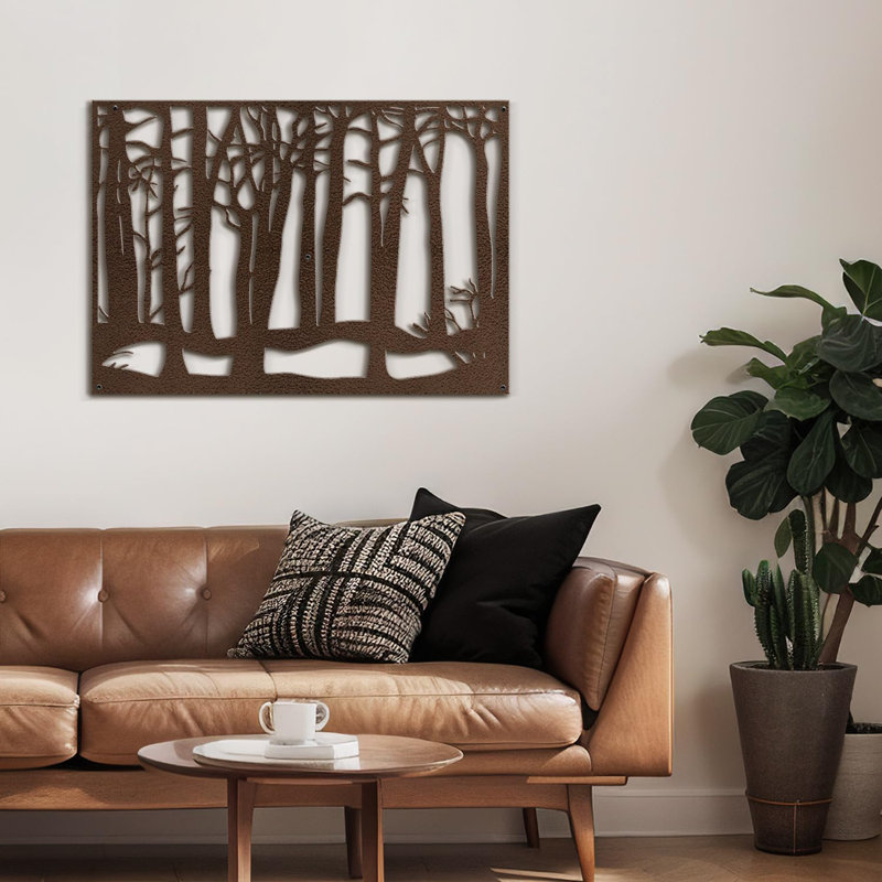 Décoration murale en métal Serene Forest Silhouette, H 12,6 po x l 18 po x P 0,05 po, Brun