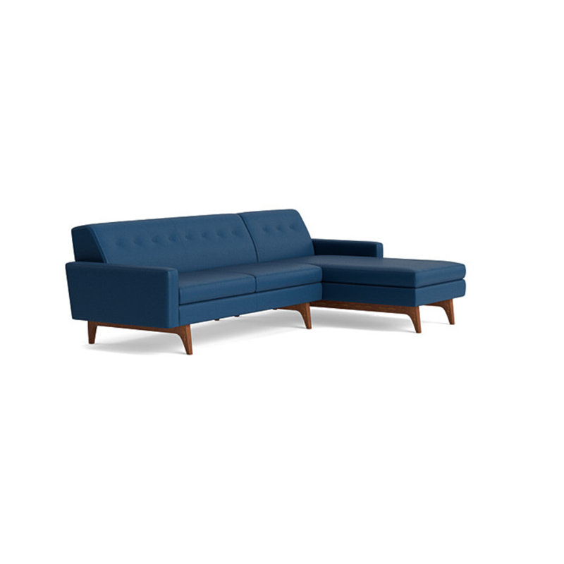 Tyler Chaise Sectional, Right Hand Facing, Leather - Deep Blue