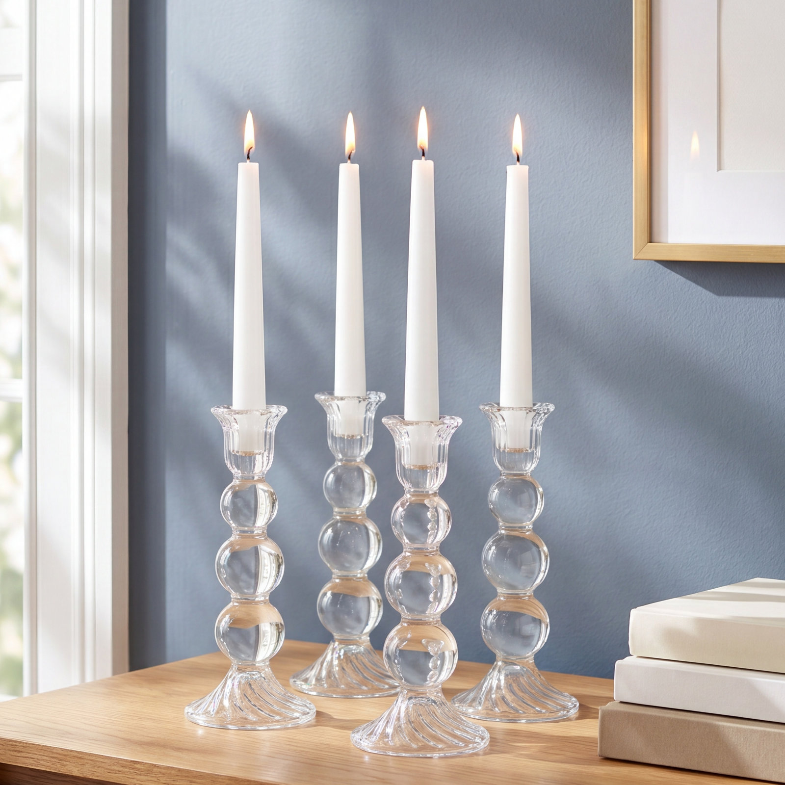 Adrienna 4-Piece Glass Candlestick Set