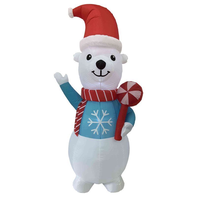 8.25' Pre-lit Inflatable Polar Bear with Santa Hat and Scarf
