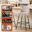 Fabric Upholstered Bar Stools with Spring and Footrest -353470327