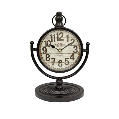 Traditional Analogue Quartz Movement / Crystal Tabletop Clock in Brown