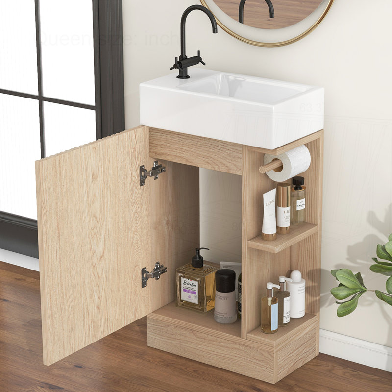 Meuble-lavabo 18,6 po avec lavabo, Naturel