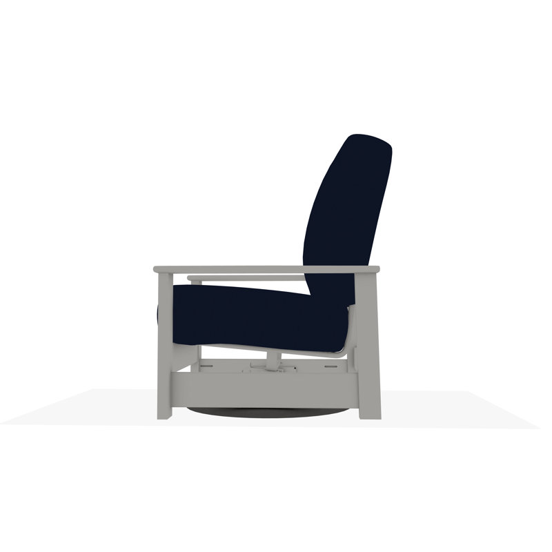 Leeward Polymer Outdoor Lounge Chair, Snow, Canvas Navy Sunbrella® Canvas