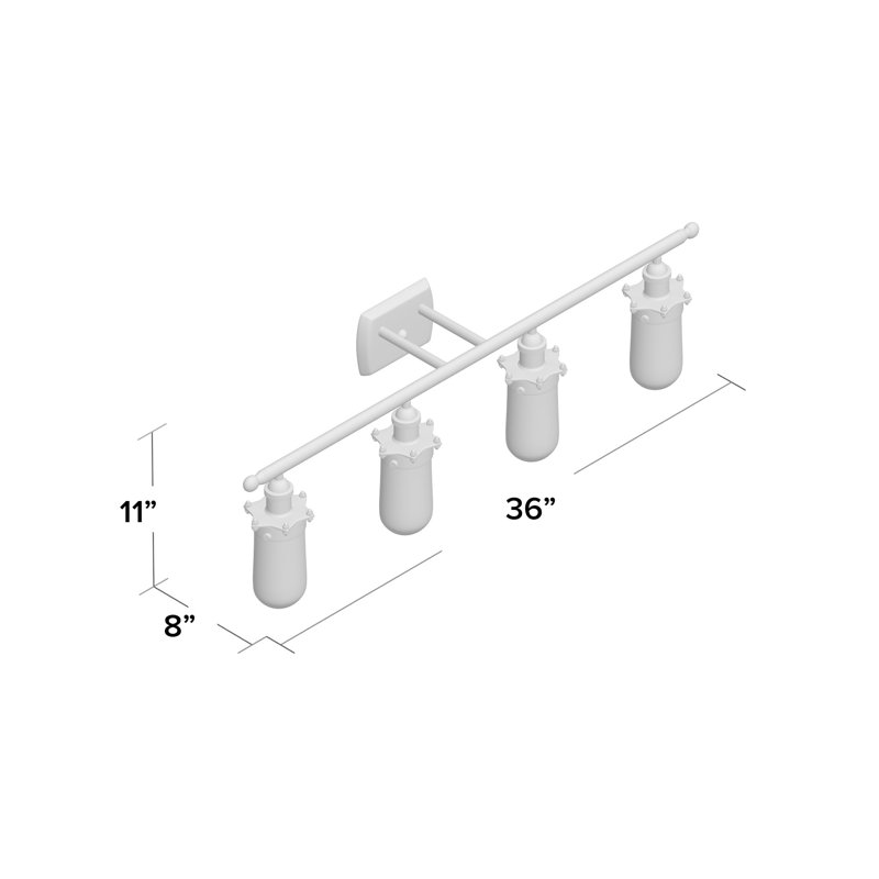 Éclairage pour salle de bain 4 lumières Calixta, Noir mat, Incandescent, Blanc