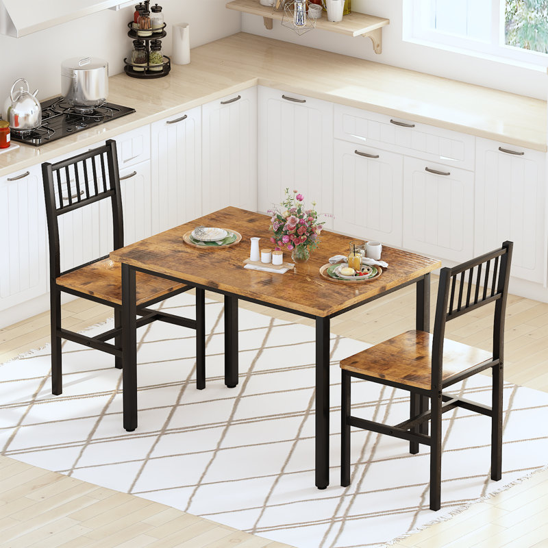 Ensemble de salle à manger 2 pièces pour salle à manger de style moderne 3 pièces Mareile, ensemble de salle à manger rectangulaire L 35,4 po x l 23,6 po avec 2 chaises à haut dossier