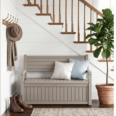 Durable Resin Outdoor Storage and Organization Deck Box, Lockable Patio Deck Box with Seat