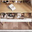 Coiffeuse de maquillage avec miroir lumineux réglable, coiffeuse en bois massif avec tiroirs et tablettes pour petite chambre à coucher