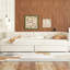 Lit rembourré beige avec 2 solutions de rangement à 2 tiroirs pour une organisation élégante d'étagères de port-121015917