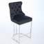 Ensemble de 2 tabourets de bar noirs de 25 po de hauteur de comptoir, chaises d'îlot de cuisine rembourrées en velours moderne avec dossier à boutons, garniture de rivets et pieds en métal chromé | Idée cadeau-375297816