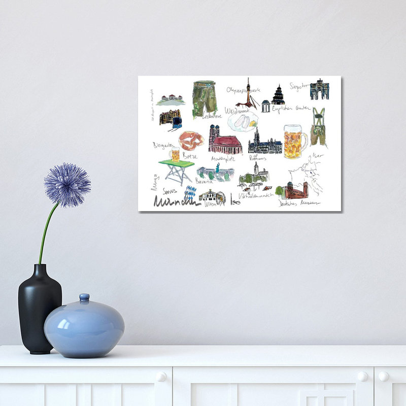 Munich Bavaria Travel Plans And Memos Souvenir by Markus & Martina Bleichner - Wrapped Canvas Painting