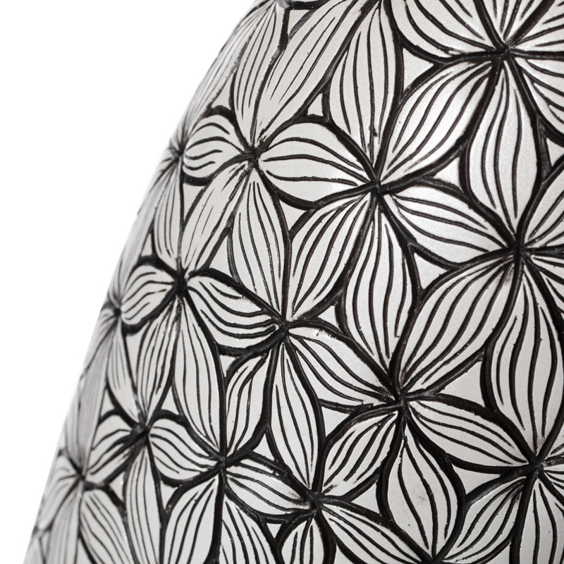 Vase en céramique inspiré des fleurs - Blanc 17 pouces de haut, décoration de table pour l'entrée, la salle à manger, le salon