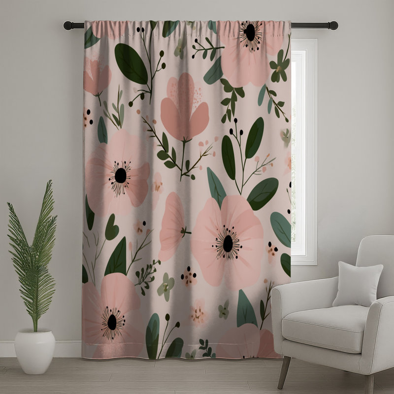 Rideaux à fleurs, voilages et voilages à motif floral - 1 panneau, 50 po x 80 po - 1 panneau, Transparent
