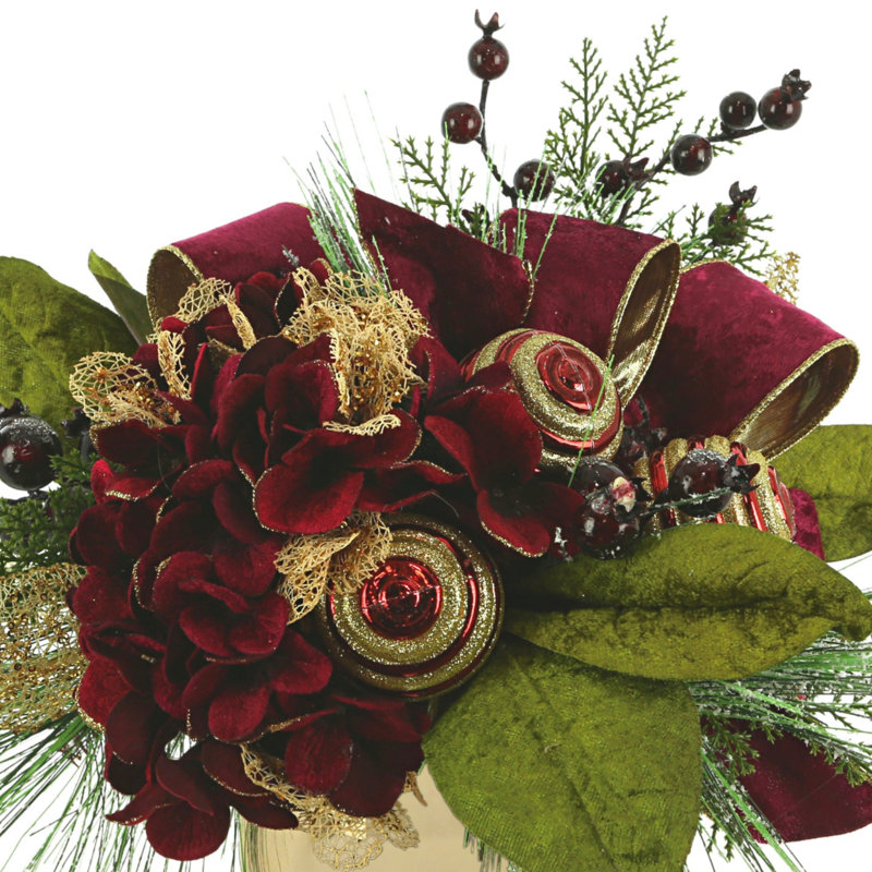 Festive Hydrangea Arrangement, Burgundy