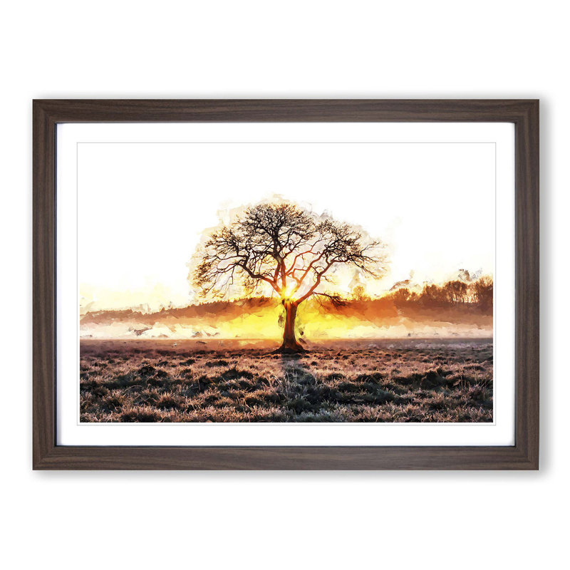 Sunlight Through the Oak Tree in Abstract - Picture Frame Graphic Art Print on MDF, 62cm H x 87cm W x 2cm D, Walnut Framed