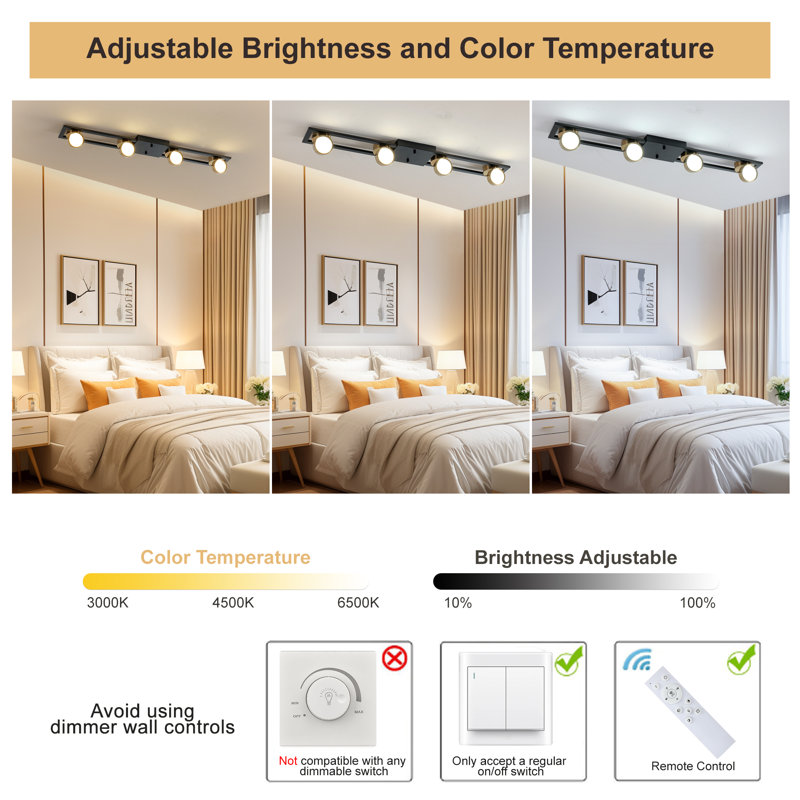 Niala 4 - Light 35.43" LED Dimmable Rotatable Flush Mount
