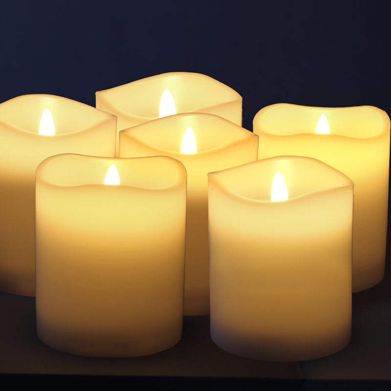 Jhara Unscented Flameless Pillar Candle, White, 3'' H x 3'' W x 3'' D