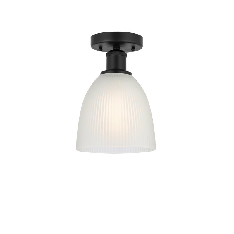 Plafonnier semi-encastré en verre Philomene, Noir mat, H 9,13 po x l 6 po x P 6 po, Blanc