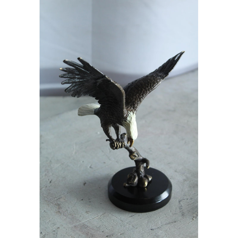 Sculpture aigle en bronze sur base en marbre NIFao 8 po x 5 po x H 10 po